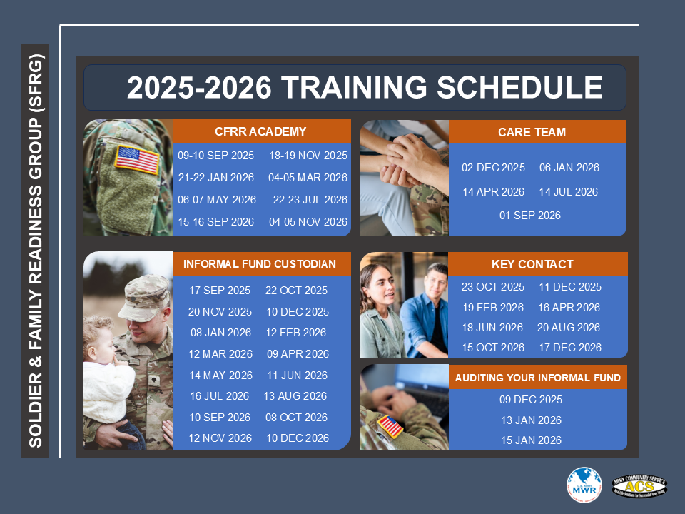 Soldier and Family Readiness Training Schedule