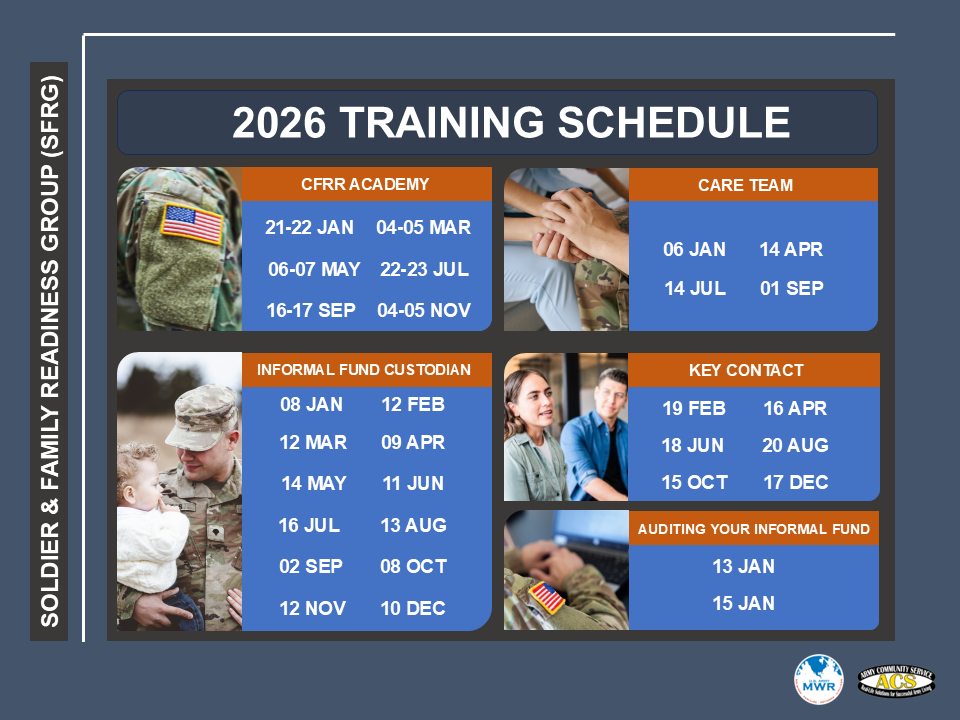 Soldier and Family Readiness Training Schedule