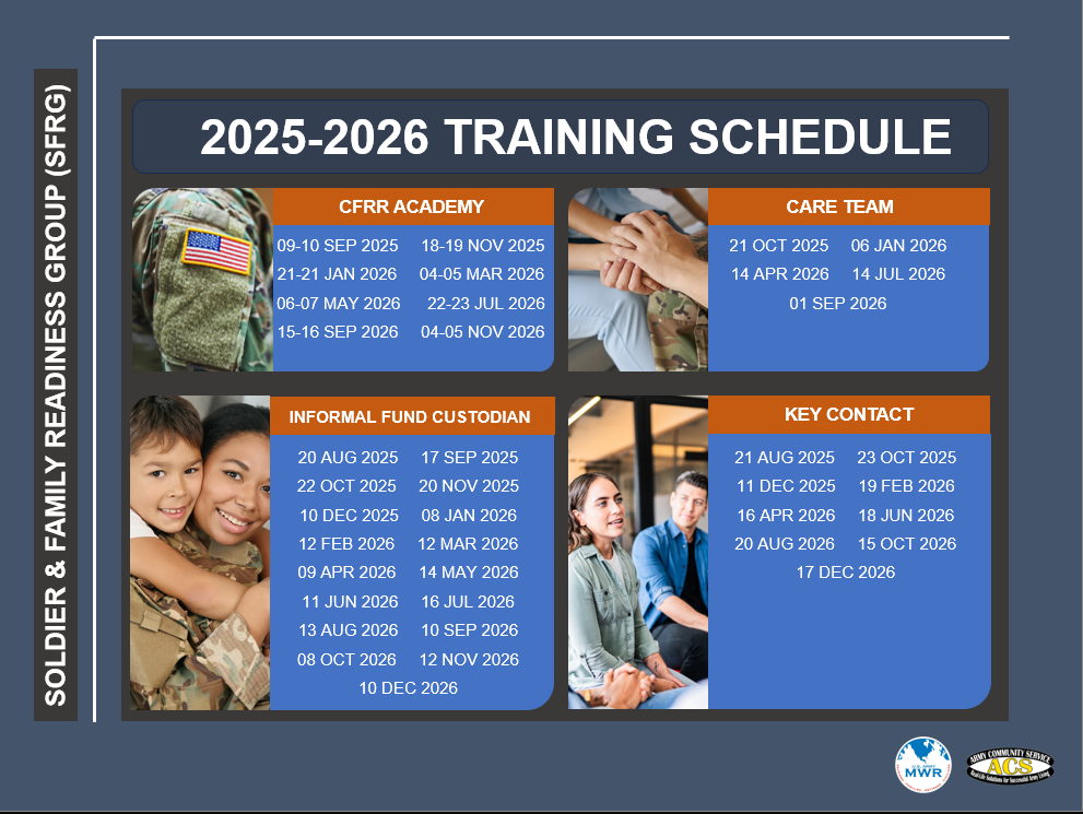 Soldier and Family Readiness Training Schedule