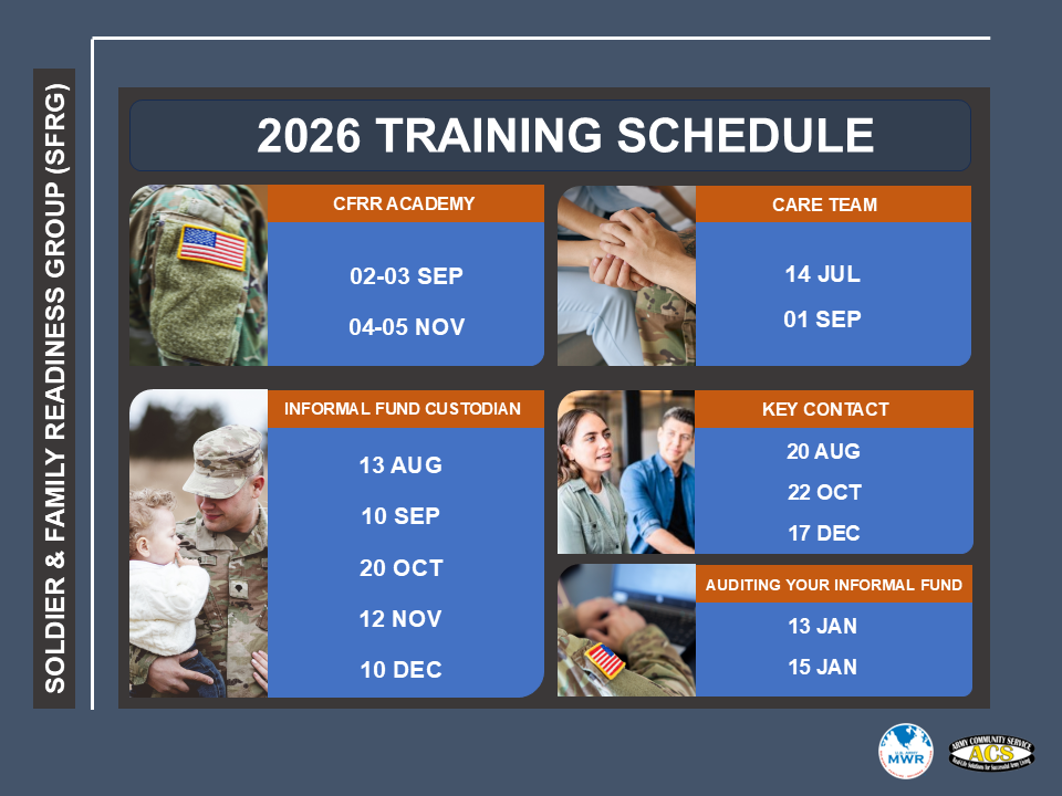 Soldier and Family Readiness Training Schedule