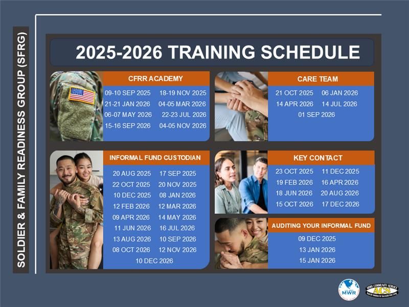 Soldier and Family Readiness Training Schedule