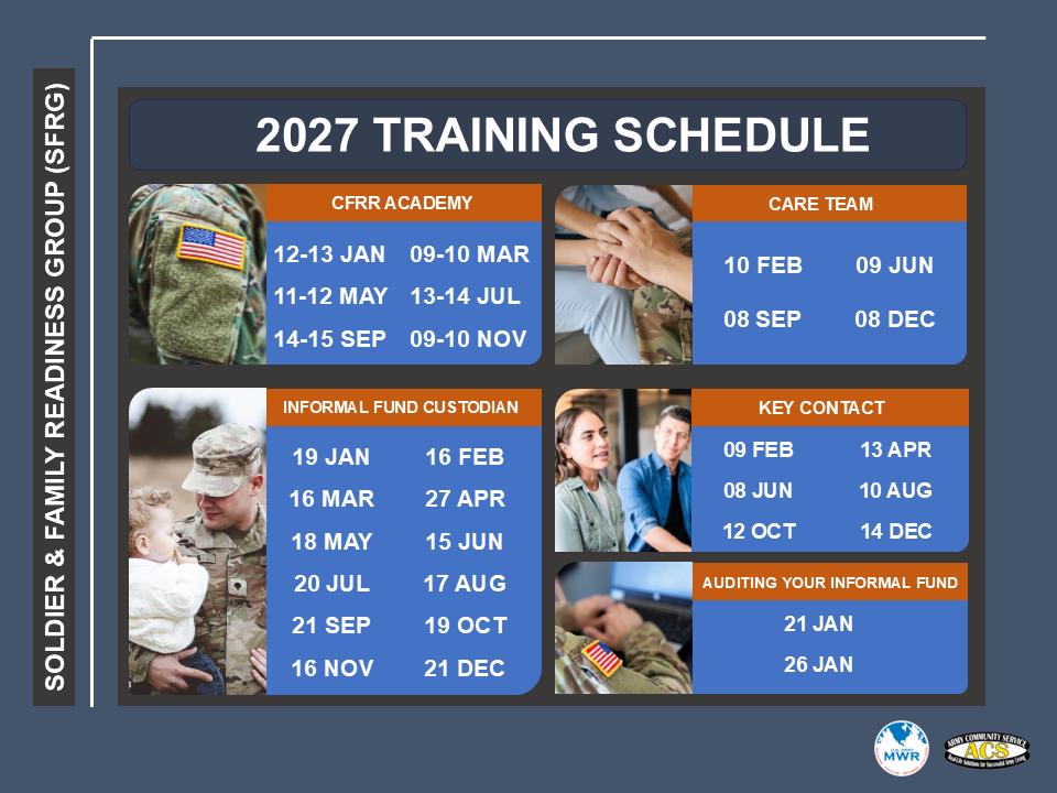 Soldier and Family Readiness 2027 Training Schedule